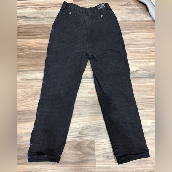 Vintage Black Jeans with Purple Detailing - Picture 5 of 8